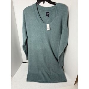 GAP Sweater Dress V-Neck Long Sleeve Knit Casual Comfy Sage Green S New